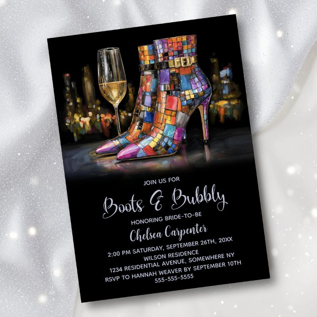 Convite Colorful Boots and Bubbly Bridal Shower (Criador carregado)