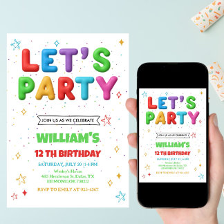 Convite Colorful Bright Birthday Party Invitation