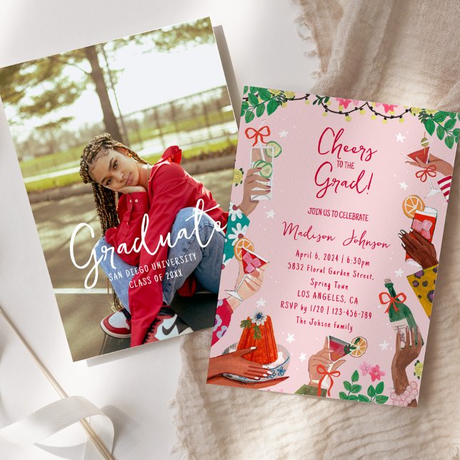 Convite Colorful Cheers to the Grad Graduation Party (Colorful Cheers to the Grad Graduation Party Invitation)