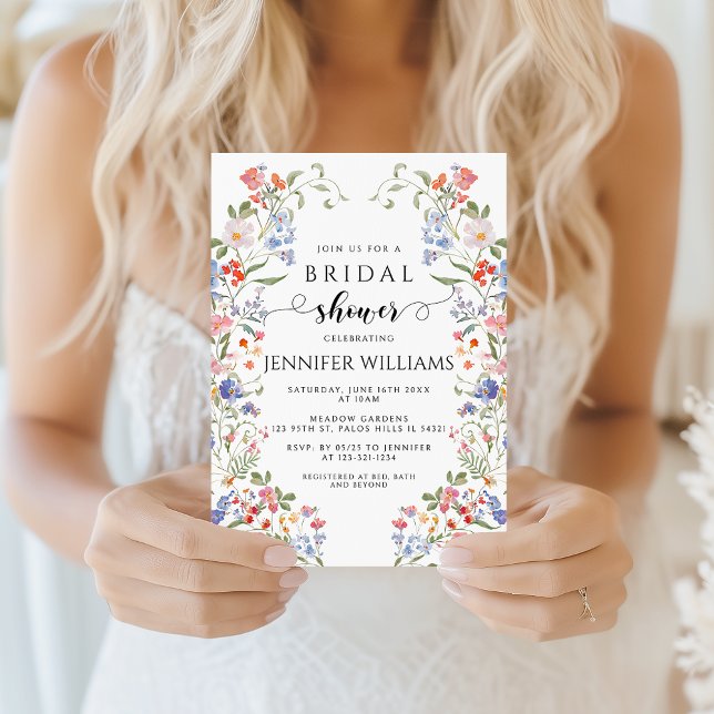 Convite Colorful Chic Wildflower Wreath Bridal Shower (Criador carregado)