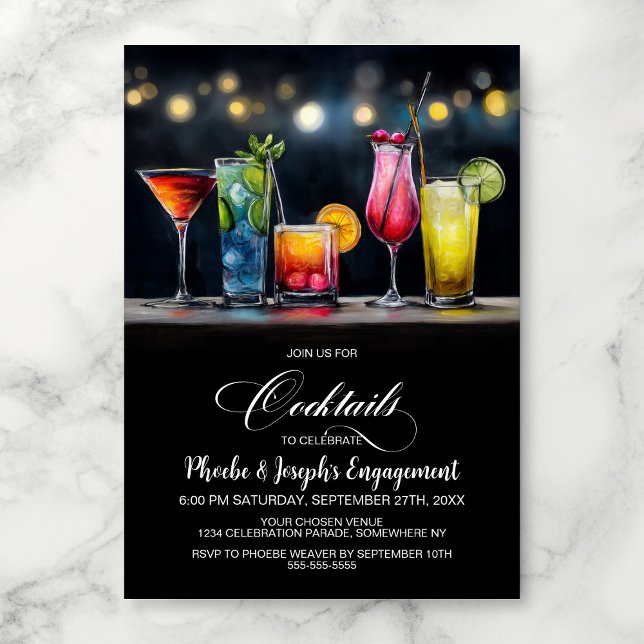 Convite Colorful Cocktails Engagement Party (Criador carregado)
