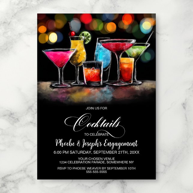 Convite Colorful Cocktails Engagement Party (Criador carregado)
