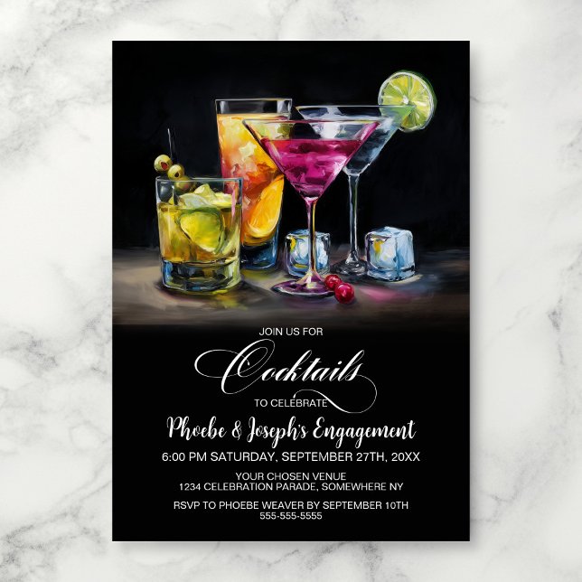 Convite Colorful Cocktails Engagement Party (Criador carregado)