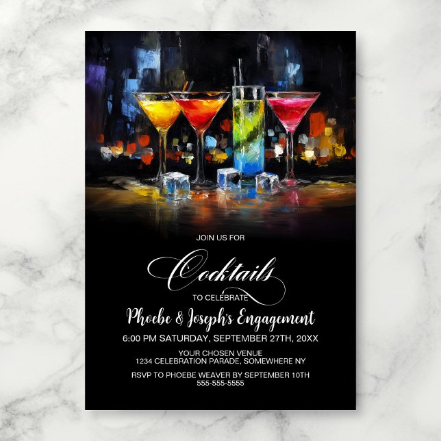 Convite Colorful Cocktails Engagement Party (Criador carregado)