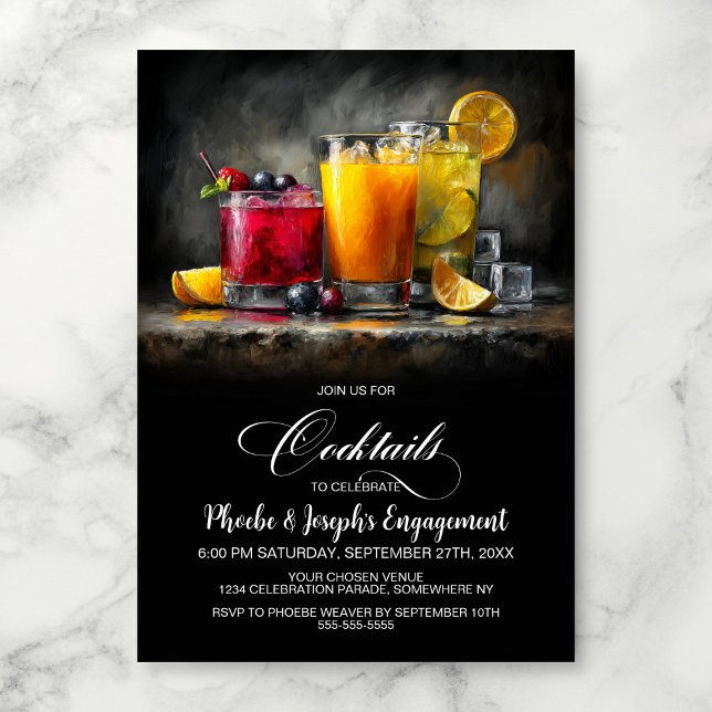 Convite Colorful Cocktails Engagement Party (Criador carregado)
