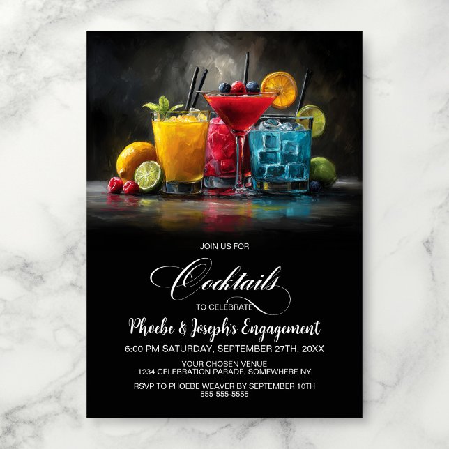 Convite Colorful Cocktails Engagement Party (Criador carregado)
