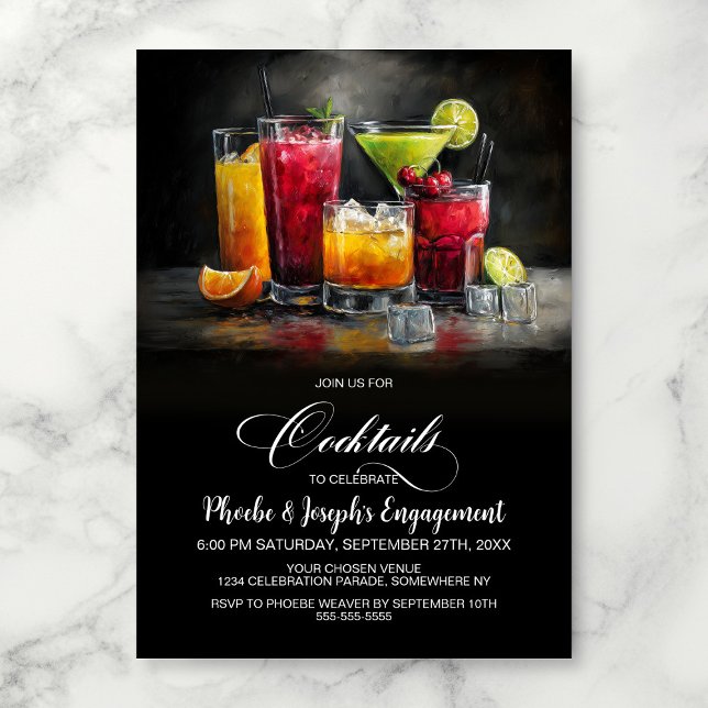 Convite Colorful Cocktails Engagement Party (Criador carregado)
