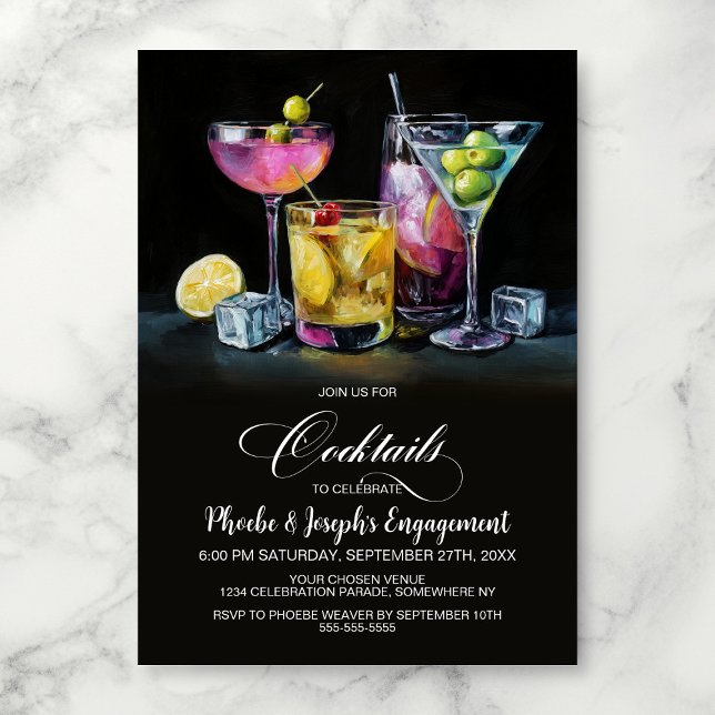 Convite Colorful Cocktails Engagement Party (Criador carregado)