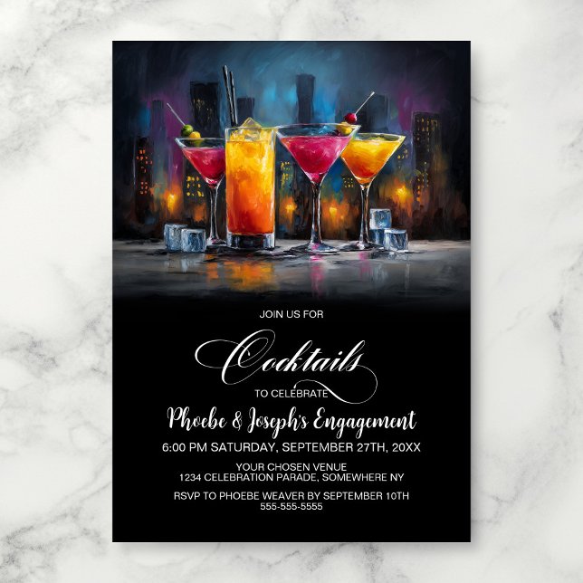 Convite Colorful Cocktails Engagement Party (Criador carregado)