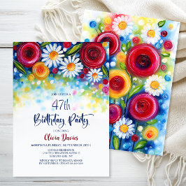 Convite Colorful Floral Any Age Birthday Party