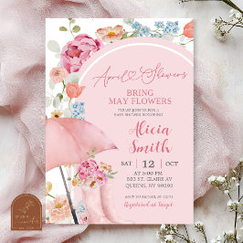 Convite Colorful Floral April Umbrella Baby Shower Invitat