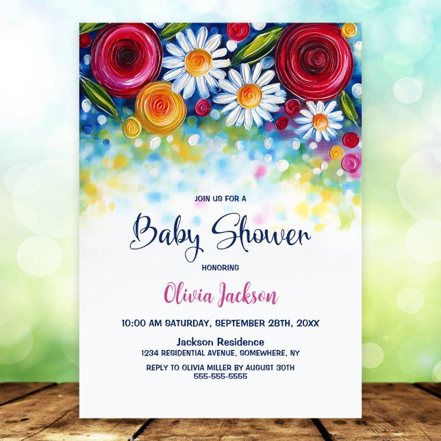 Convite Colorful Floral Baby Shower (Criador carregado)