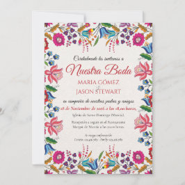 Convite Colorful Floral Botanical Modern Spanish Wedding