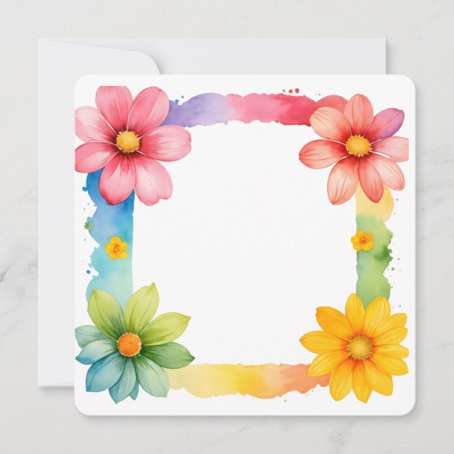 Convite Colorful Floral Frame Background (Frente)