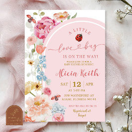 Convite Colorful Floral Lovebug Baby Shower Invitation
