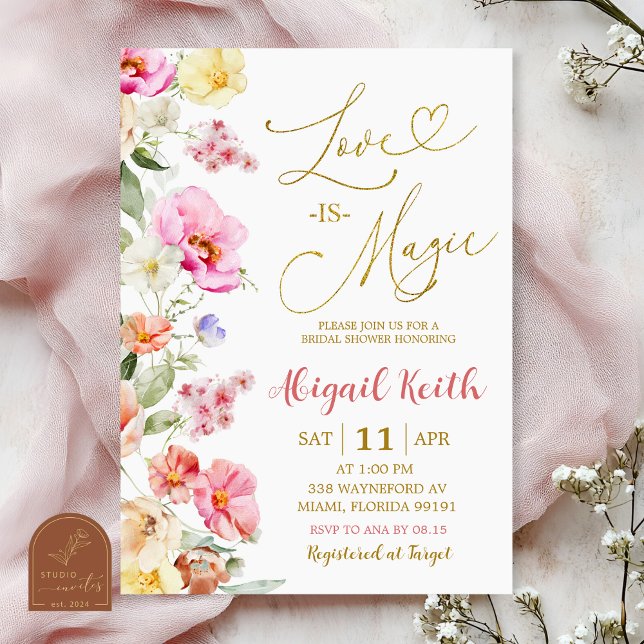 Convite Colorful Floral Spring Love is Magic Invitation (Criador carregado)