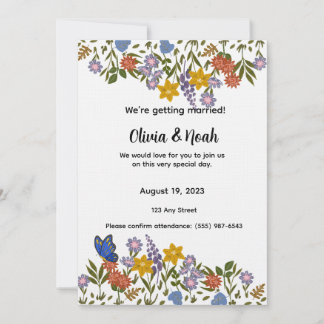 Convite Colorful Floral Wedding Invitation