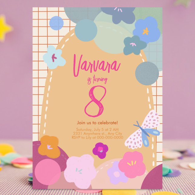 Convite Colorful Flower Arch Birthday Girl Invitation (Criador carregado)