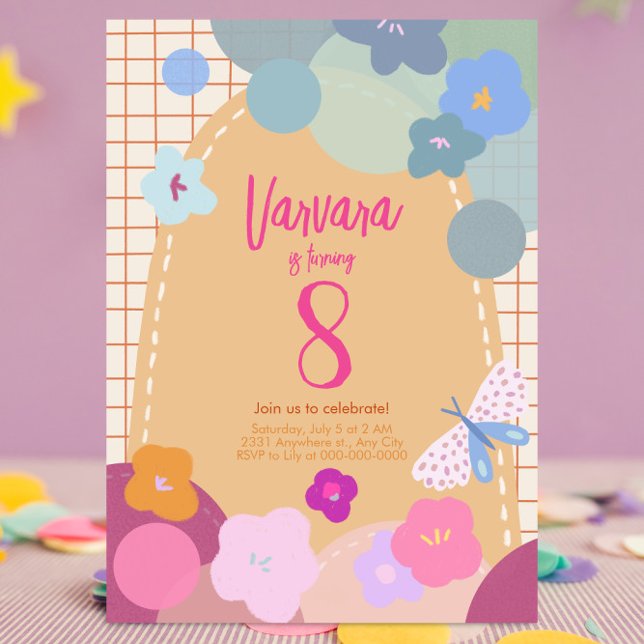 Convite Colorful Flower Arch Birthday Girl Invitation (Criador carregado)