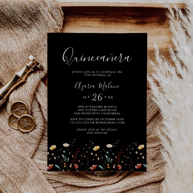 Convite Colorful Garden Wildflower Quinceañera (Criador carregado)