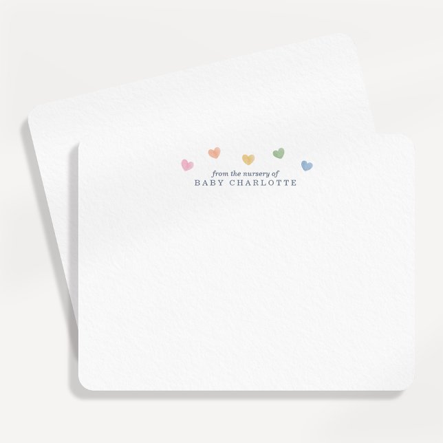 Convite Colorful Hearts Nursery Note Card (Criador carregado)