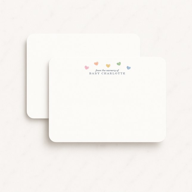 Convite Colorful Hearts Nursery Note Card (Criador carregado)