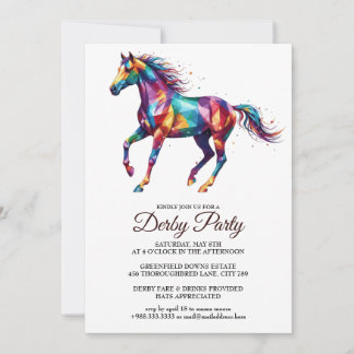 Convite Colorful Horse Derby Party Invitation