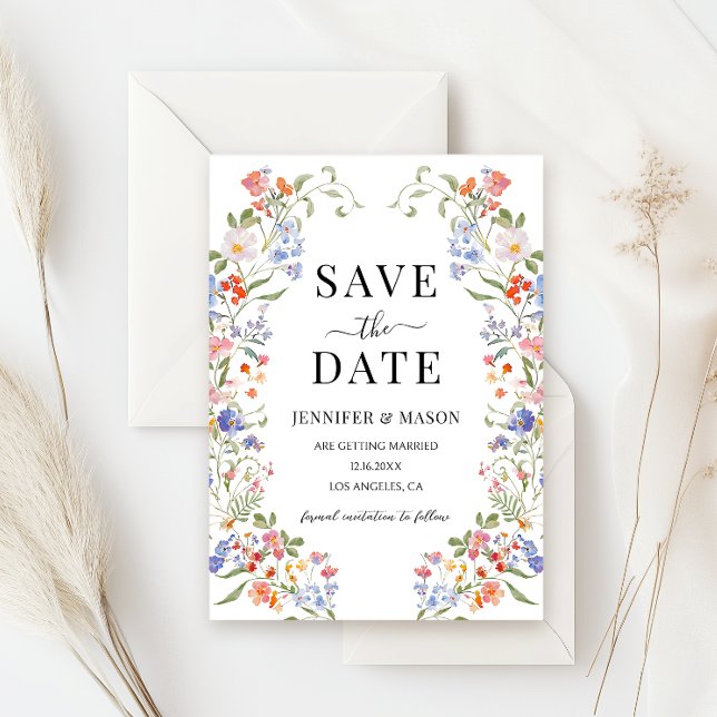 Convite Colorful Meadow Flower Wildflower Save The Date (Criador carregado)
