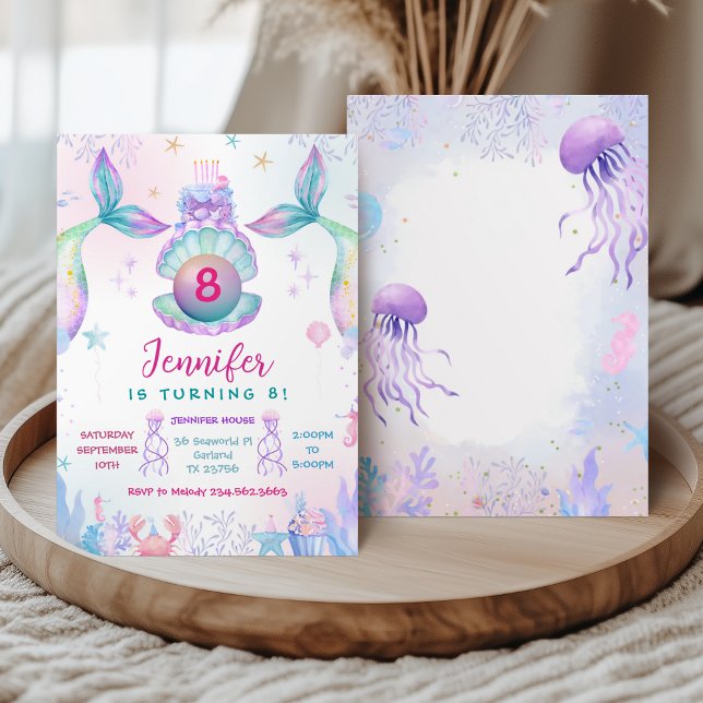 Convite Colorful Mermaid Tail Birthday Invitation (Criador carregado)