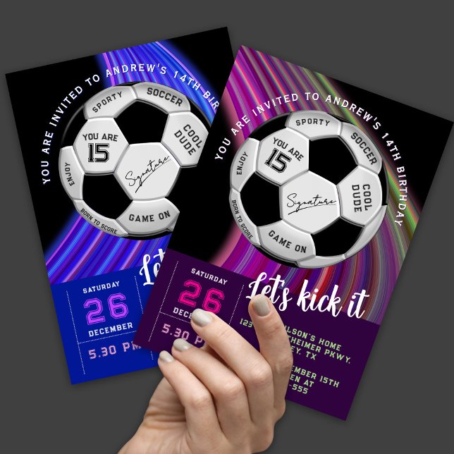 Convite Colorful Modern Sporty Soccer Birthday (Criador carregado)