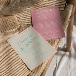 Convite Colorful Pastel Hand Written All In One Wedding