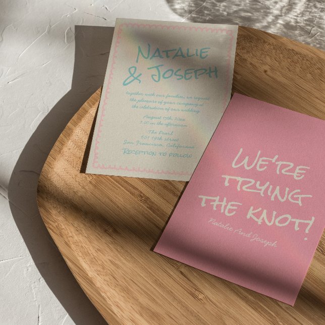 Convite Colorful Pastel Hand Written Spring Fun Wedding  (Criador carregado)