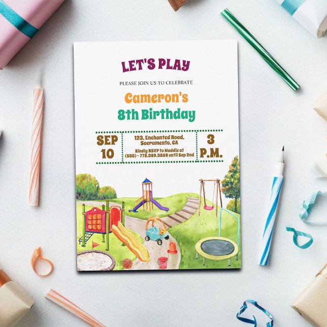 Convite Colorful Playground Party 8th Birthday Invitation (Criador carregado)