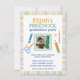 Convite Colorful Preschool Graduation Party Invitation