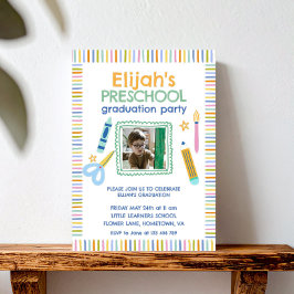 Convite Colorful Preschool Graduation Party Invitation