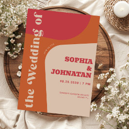 Convite Colorful retro bold typography wedding