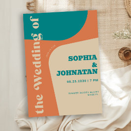 Convite Colorful retro bold typography wedding