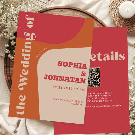 Convite Colorful retro modern all in one  QR RSVP wedding