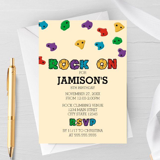 Convite Colorful Rock Climbing Birthday Invitation (Criador carregado)