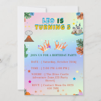 Convite Colorful Royal King Birthday invitation