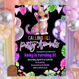 Convite Colorful Safari Cheetah Birthday Invitation