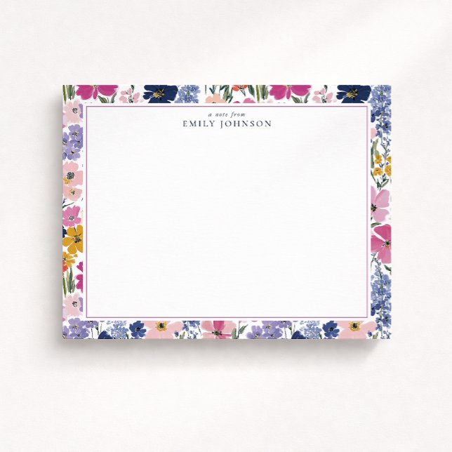 Convite Colorful Spring Floral Border Note Card (Criador carregado)