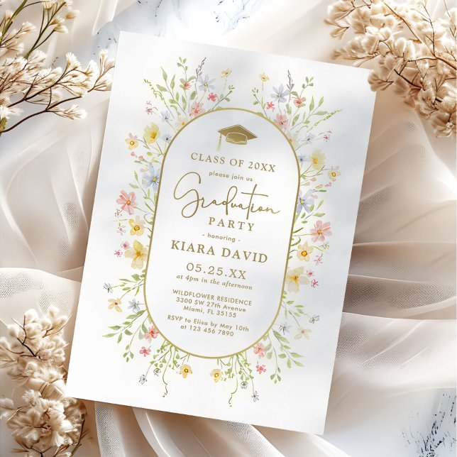 Convite Colorful Spring Wildflower Garden Graduation Party (Criador carregado)