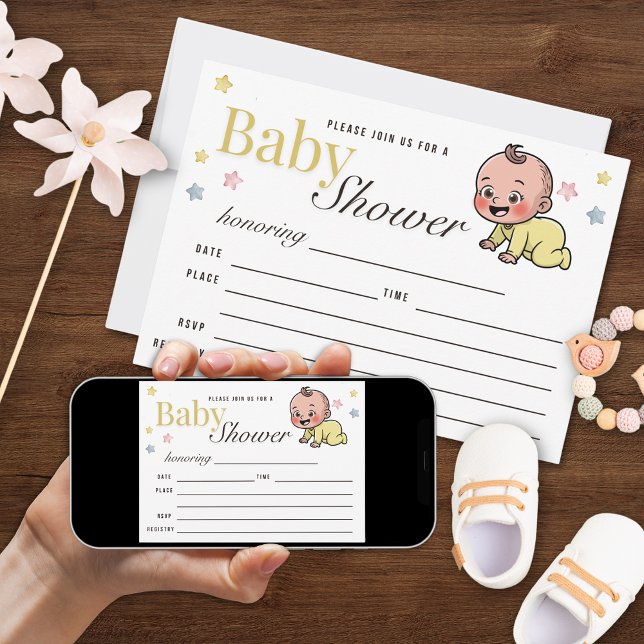 Convite Colorful Stars Gender Neutral Baby Shower (Criador carregado)