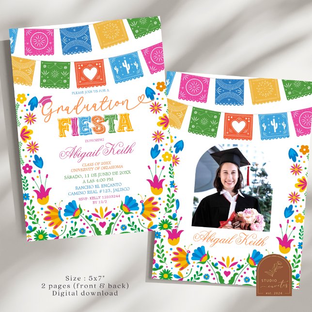 Convite Colorful Talavera Mexican Graduation Fiesta (Criador carregado)