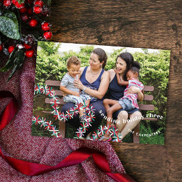 Convite Colorful Tinsel Garland Christmas Photo Card
