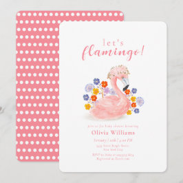 Convite Colorful Tropical Floral Flamingo Baby Shower