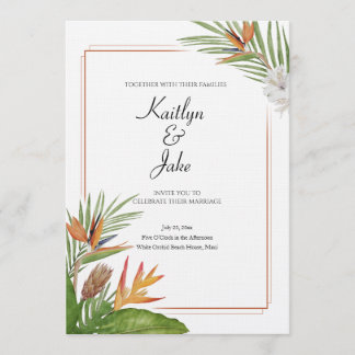 Convite Colorful Tropical Floral Wedding Invitation