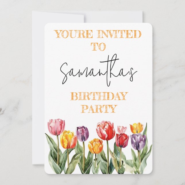 Convite Colorful Tulips Spring Flowers Theme Invitation (Frente)