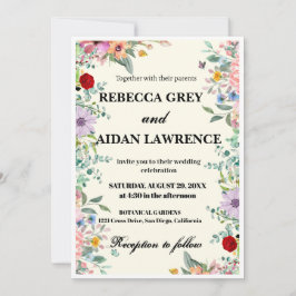Convite Colorful Watercolor Floral Wedding Invitation – Cu